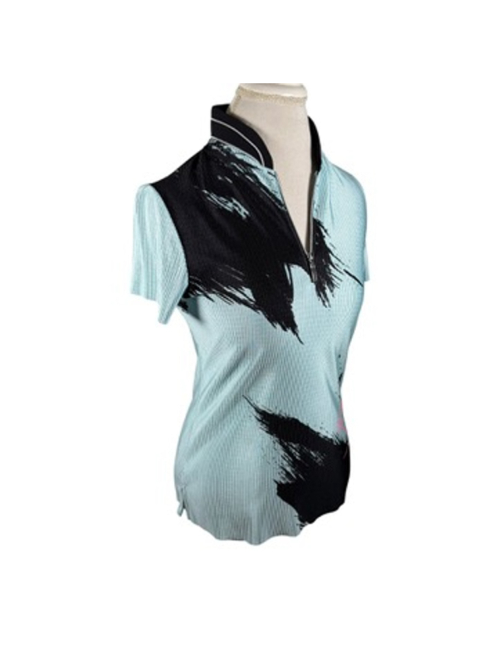 Jamie Sadock Golf Top Blue Rib Stretch Signature Short Sleeves 1/4 Zip Size M - Picture 7 of 11